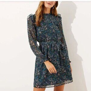 Floral smocked tie-waist dress